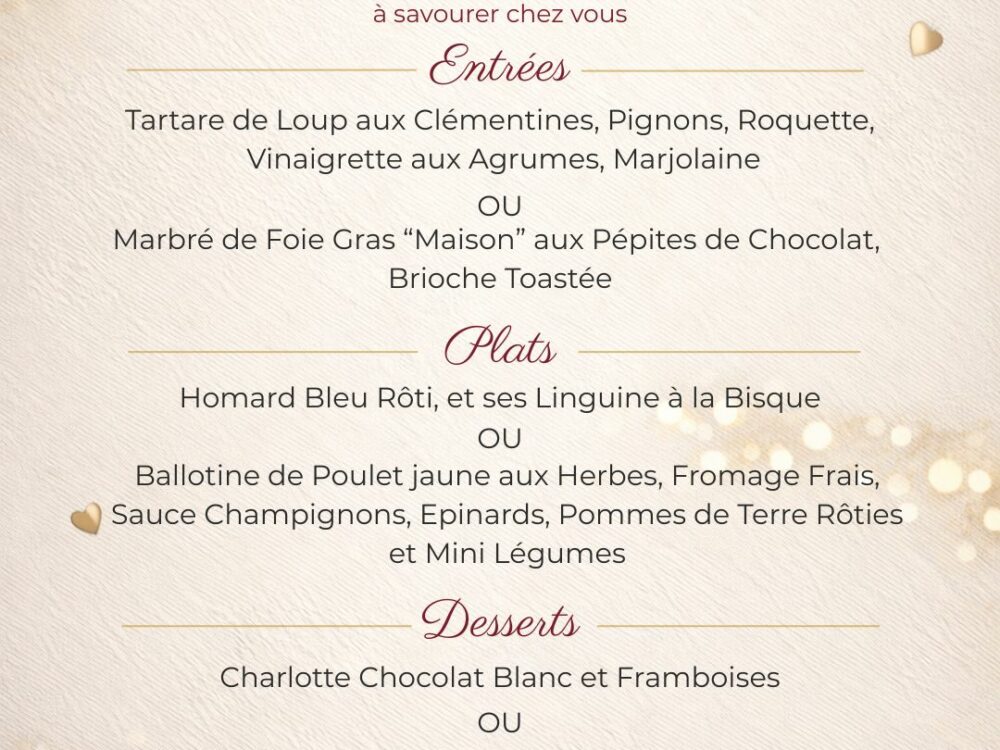 Menu de la Saint Valentin